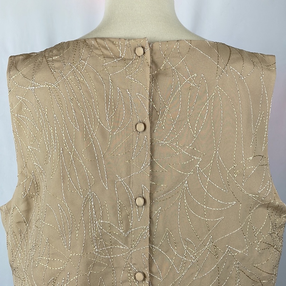 NWT Express Tan Blouse with Metallic Thread and Button Down Back - Size Large - Picture 8 of 14